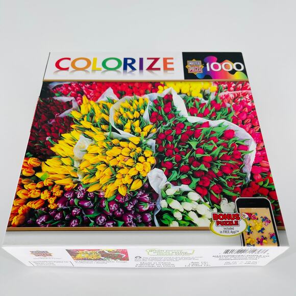 Master Pieces 1000 Piece Colorize "Totally Tulips" Jigsaw Puzzle - New/Sealed - Picture 2 of 13